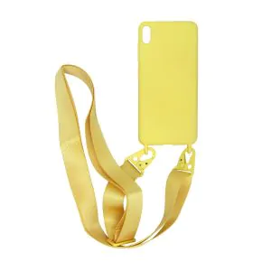 iPhone XS Max Silikonskal med Rem/Halsband - Gul