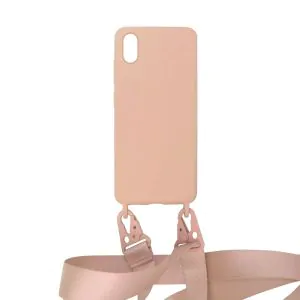 iPhone XS Max Silikonskal med Rem/Halsband - Rosa