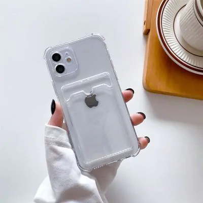 iPhone 12 Stöttåligt Skal med Korthållare - Transparent