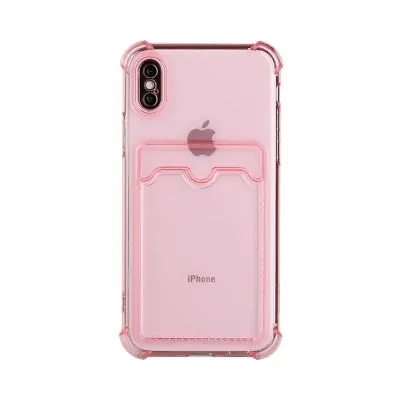 iPhone X/XS Stöttåligt Skal med Korthållare - Rosa