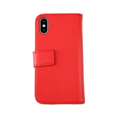 iPhone X/XS Plånboksfodral Genuint Läder RV - Röd
