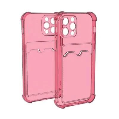 iPhone 13 Pro Stöttåligt Skal med Korthållare - Rosa