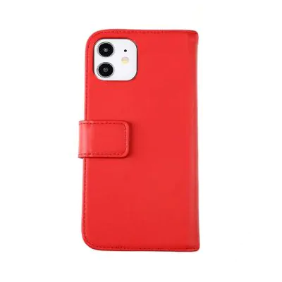 iPhone 12 Mini Plånboksfodral Genuint Läder RV - Röd