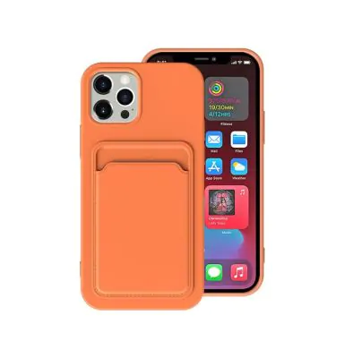 iPhone 13 Pro Max Silikonskal med Korthållare - Orange