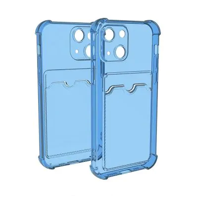 iPhone 13 Stöttåligt Skal med Korthållare - Blå