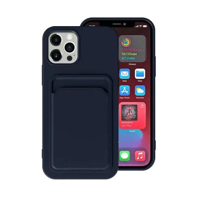 iPhone 14 Pro Max Silikonskal med Korthållare - Blå