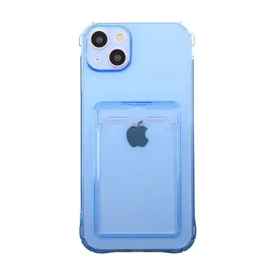 iPhone 14 Plus Stöttåligt Skal med Korthållare - Blå