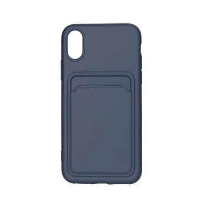iPhone X/XS Silikonskal med Korthållare - Blå