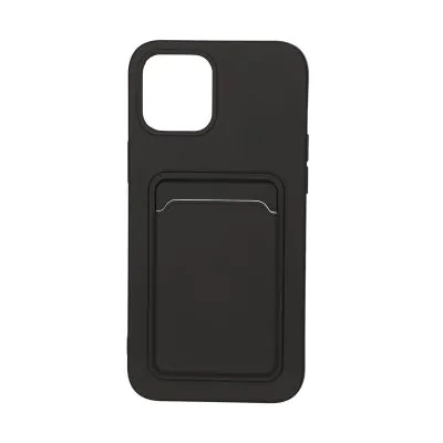 iPhone 12 Pro Max Silikonskal med Korthållare - Svart