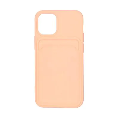 iPhone 12 Mini Silikonskal med Korthållare - Rosa