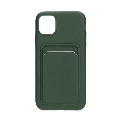 iPhone 11 Silikonskal med Korthållare - Militärgrön