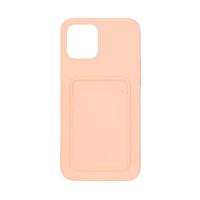 iPhone 12 Pro Max Silikonskal med Korthållare - Rosa