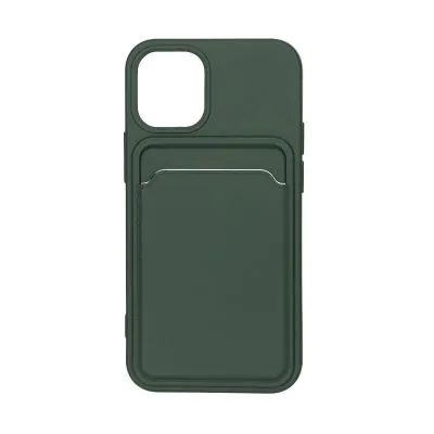 iPhone 13 Mini Silikonskal med Korthållare - Militärgrön