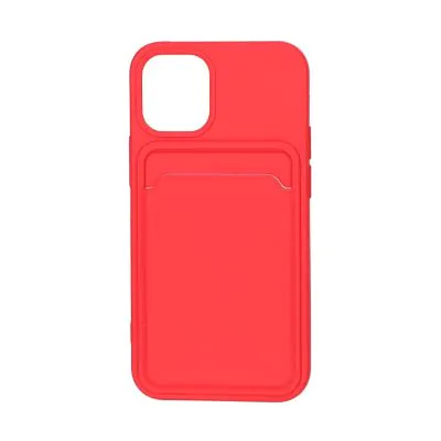 iPhone 13 Mini Silikonskal med Korthållare - Röd