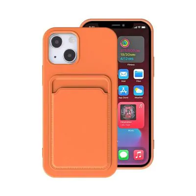 iPhone 13 Silikonskal med Korthållare - Orange