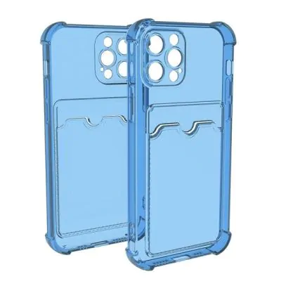 iPhone 13 Pro Stöttåligt Skal med Korthållare - Blå