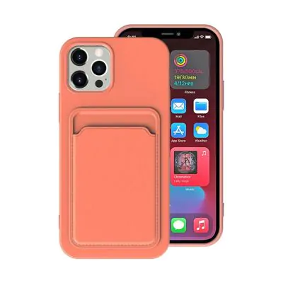 iPhone 14 Pro Max Silikonskal med Korthållare - Orange