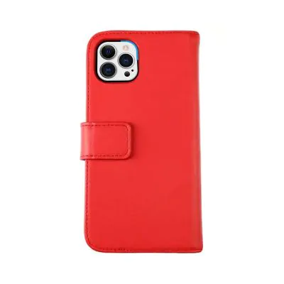 iPhone 13 Pro Plånboksfodral Genuint Läder RV - Röd