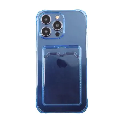 iPhone 14 Pro Stöttåligt Skal med Korthållare - Blå