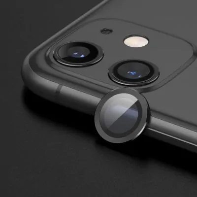 iPhone 12 Linsskydd med Metallram - Svart (2-pack)