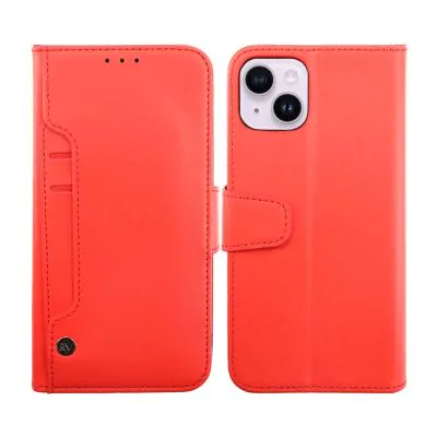 iPhone 14 Plånboksfodral Extra Kortfack Rvelon - Röd
