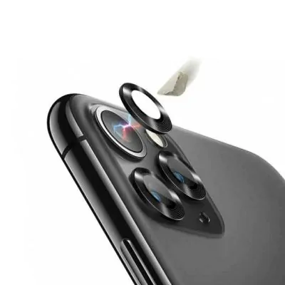 iPhone 12 Mini Linsskydd med Metallram - Svart (2-pack)