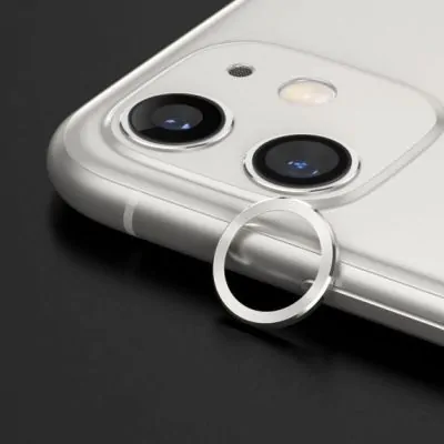 iPhone 12 Linsskydd med Metallram - Vit (2-pack)