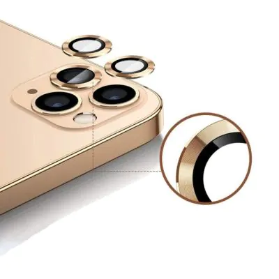 iPhone 12 Pro Max Linsskydd med Metallram - Guld (3-pack)