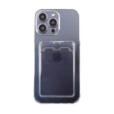 iPhone 14 Pro Max Stöttåligt Skal med Korthållare - Transparent