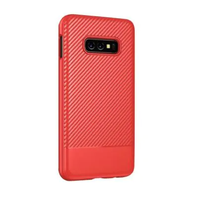 Mobilskal med Kolfiberfilm Samsung S10e - Röd
