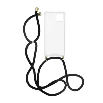 iPhone 11 Pro Max Stöttåligt Skal med Halsband - Transparent/Svart