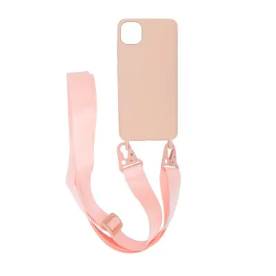 iPhone 11 Pro Max Silikonskal med Rem/Halsband - Rosa
