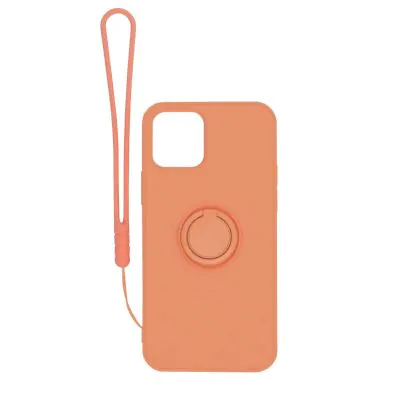 iPhone 12 Mini Silikonskal med Ringhållare och Handrem - Orange