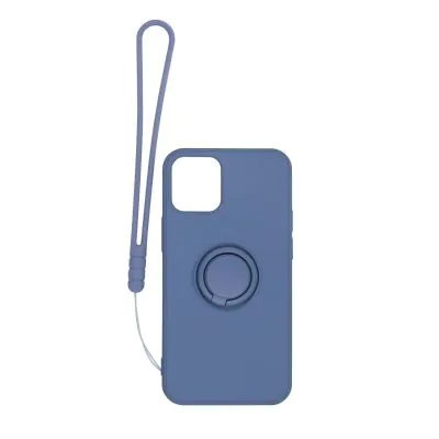 iPhone 12 Mini Silikonskal med Ringhållare och Handrem - Grå