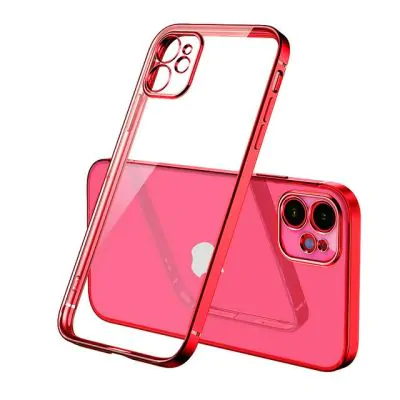 Mobilskal med Kameraskydd iPhone 12 Mini - Röd/transparent