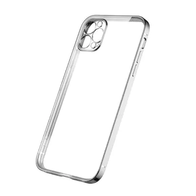 TPU Case with Camera Protection iPhone 12 Pro Max - Silver/transparent