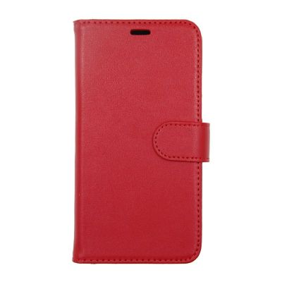 iPhone X/XS Plånboksfodral Läder med Stativ - Röd