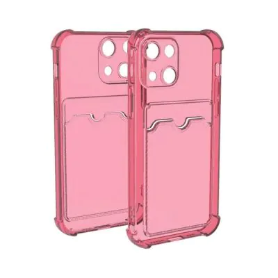 iPhone 13 Stöttåligt Skal med Korthållare - Rosa