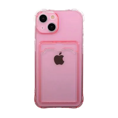 iPhone 14 Plus Stöttåligt Skal med Korthållare - Rosa