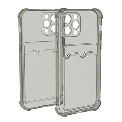 iPhone 13 Pro Stöttåligt Skal med Korthållare - Grå