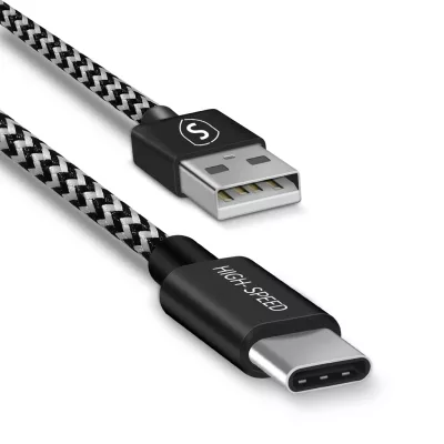 SiGN Skin USB-C-kabel 2,4A, 12W, 0,25m - svart/vit