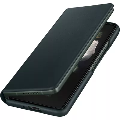 Samsung Leather Flip Cover till Galaxy Z Fold3 - Grön