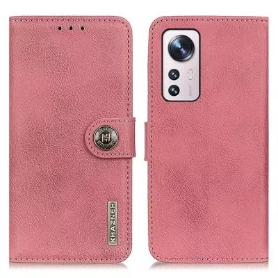 KHAZNEH Textured PU Läder Plånboksfodral Xiaomi 12/12X - Rosa