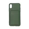 iPhone X/XS Silikonskal med Korthållare - Militärgrön