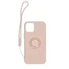 iPhone 12 Mini Silikonskal med Ringhållare och Handrem - Rosa