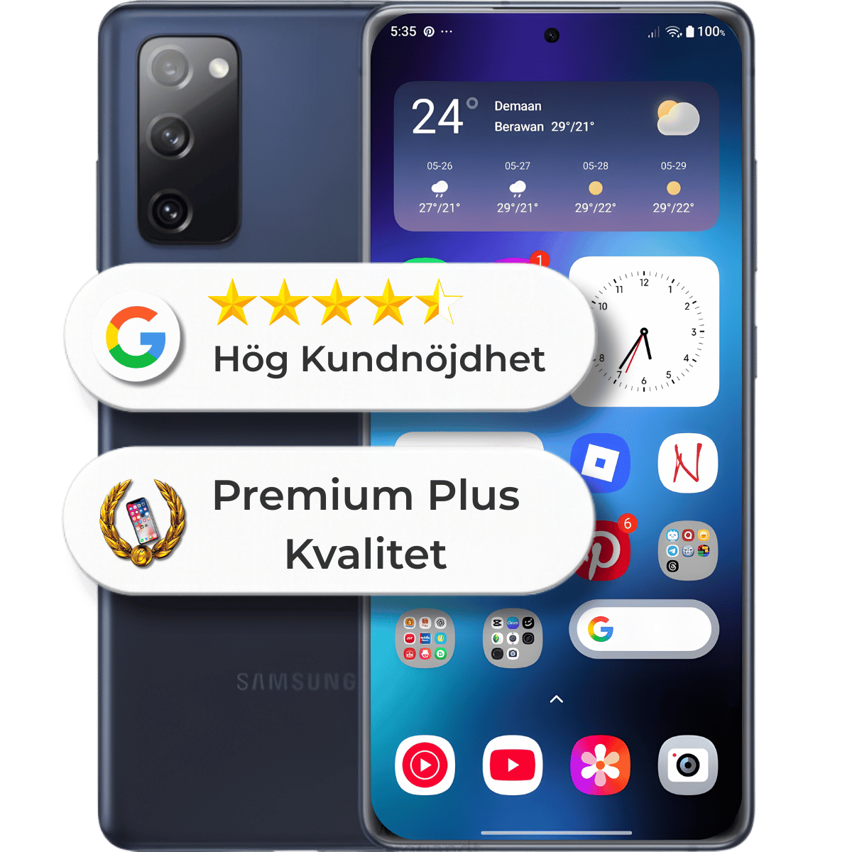 Samsung Galaxy S20 FE 5G 128GB 100% batterihälsa Navy
