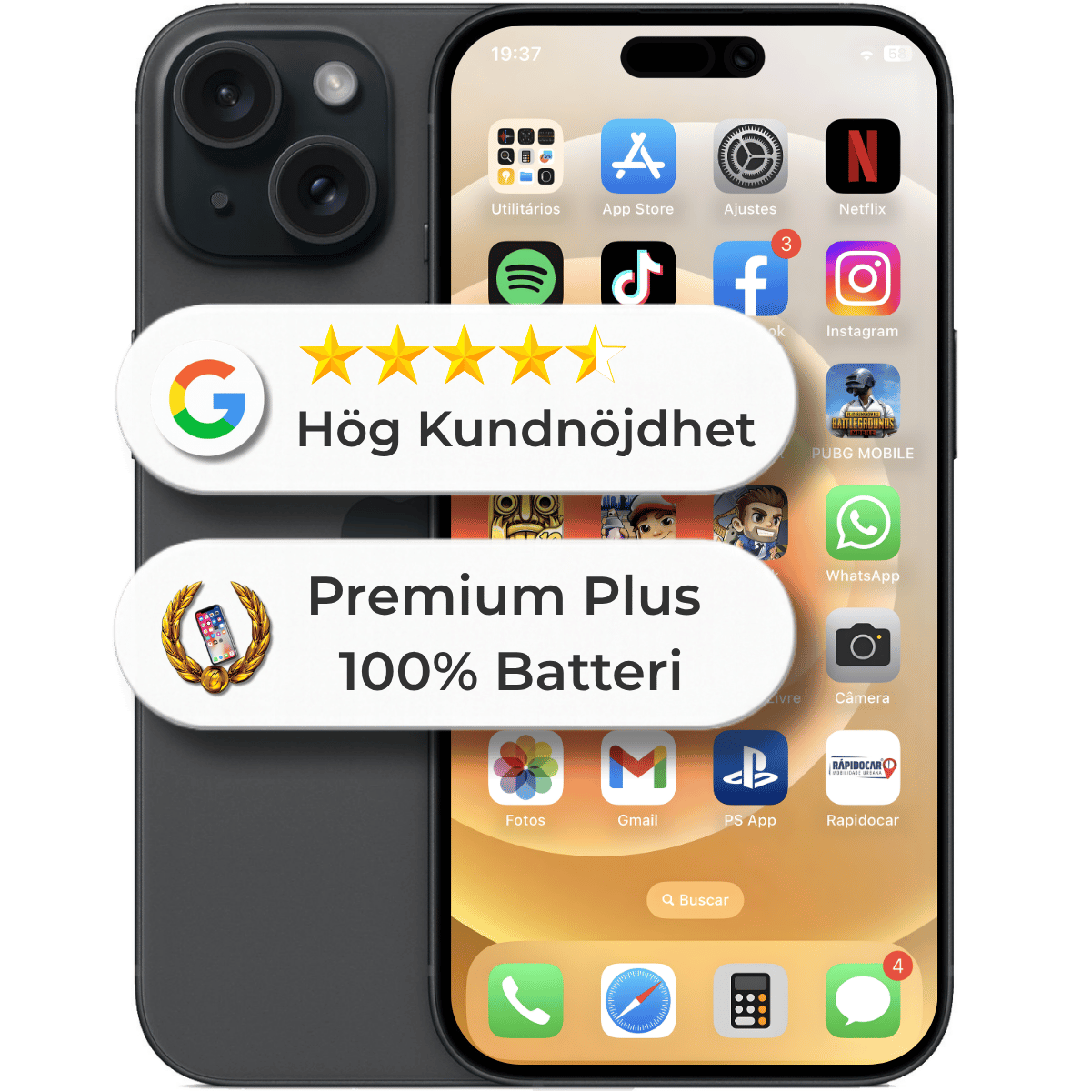 Apple iPhone 15 128GB Svart (Nyskick / Olåst) - 100% Batterihälsa